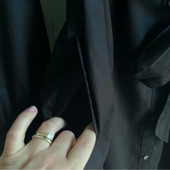 Old Navy Long Sleeve Black Button Front Maternity Midi Shirt Dress with … - Picture 5 of 11